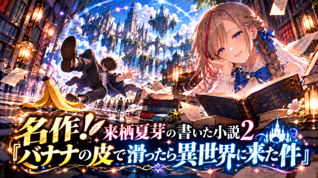名作! 来栖夏芽の書いた小説2『バナナの皮で滑ったら異世界に来た件』